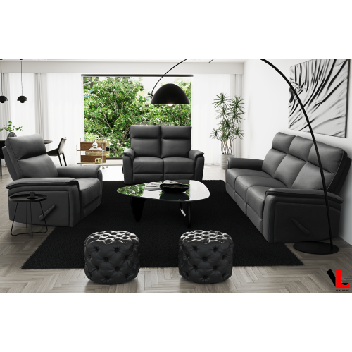 Levoluxe Sereno 3 Piece Reclining Sofa, Loveseat and Rocker Chair in Jaxxon Smoke