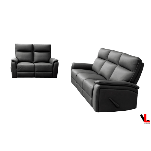 Levoluxe Sereno 2 Piece Reclining Sofa and Loveseat in Jaxxon Smoke