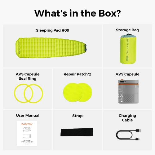 Tiny Sleeping Pad R09 AVS-World's Lightest 9.4 R-value Sleeping Pad with Automatic Inflation