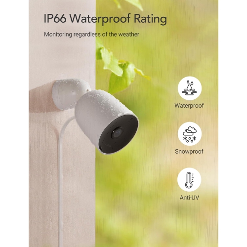 Nooie Outdoor Security Camera, WiFi IP Camera with FHD 1080P, Home Surveillance Bullet Camera with Night Vision, IP66 Waterproof, 2-Way Audio, Motion