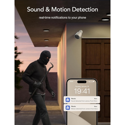Nooie Outdoor Security Camera, WiFi IP Camera with FHD 1080P, Home Surveillance Bullet Camera with Night Vision, IP66 Waterproof, 2-Way Audio, Motion