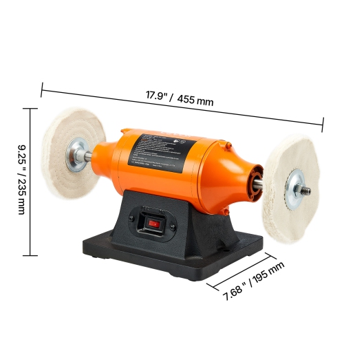 VEVOR 3/4HP Bench Buffer Polisher, 8-inch Bench Polishing Buffing Machine, 3450RPM Single Speed Benchtop Polisher with 2PCS Cloth Wheels & Cast Iron