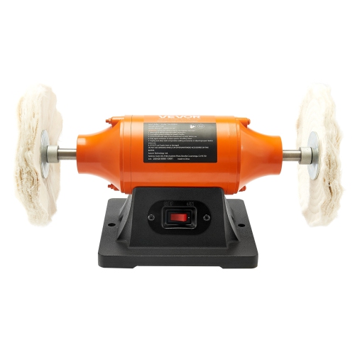 VEVOR 3/4HP Bench Buffer Polisher, 8-inch Bench Polishing Buffing Machine, 3450RPM Single Speed Benchtop Polisher with 2PCS Cloth Wheels & Cast Iron