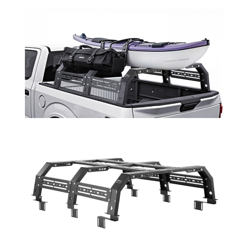 VEVOR  51.2-65.4 In Width Overland Truck Bed Rack, Adjustable Bed Cargo Rack, 900 Lbs Static Capacity, Compatible w Mid-Size Trucks