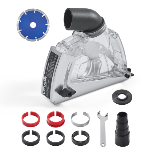VEVOR  4-5 In Cutting Dust Shroud for Angle Grinders, Universal Angle Grinder Dust Shroud \w 6 Clamping Washers & 5 In Diamond Grinding Cup Wheel