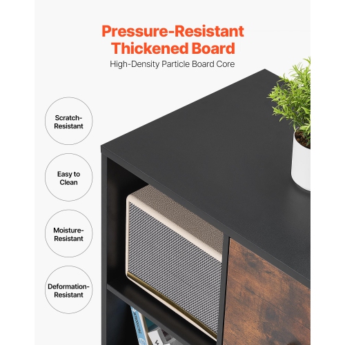 VEVOR 2 Drawer Wooden File Cabinet, Mobile Filing Cabinet with Open Shelves, Lateral Rolling File Storage with Lockable Wheels, Modern Free Standing