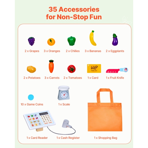 Théâtre de marionnettes en bois 2-en-1 VEVOR avec rideaux, magasin de jeu réversible, magasin d'épicerie recto verso avec tableau noir et caisse