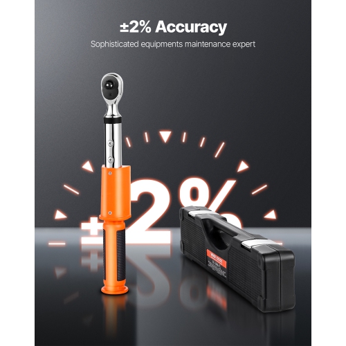 VEVOR 72-Tooth Digital Torque Wrench, 3/8 Inch Drive, 0-99.57 lbf-ft / 0-135 N.m, ±2% High Accuracy Electronic Torque Wrench with Preset Value,