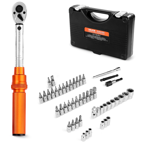 VEVOR 72-Tooth Click Torque Wrench Set, 1/4Inch Drive, 20-240 lbf-in / 2.3-27.1N.m, Dual-direction and Dual Range Scales, ±3% High Precision, with