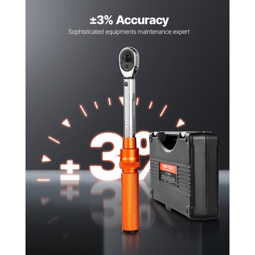 VEVOR 72-Tooth Click Torque Wrench Set, 1/4Inch Drive, 20-240 lbf-in / 2.3-27.1N.m, Dual-direction and Dual Range Scales, ±3% High Precision, with