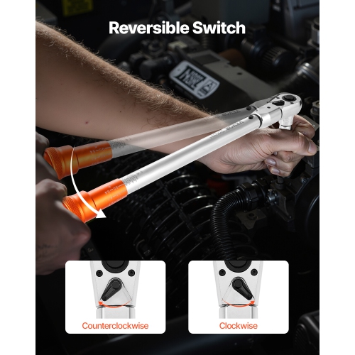 VEVOR 72-Tooth Adjustable Click Torque Wrench, 1/2 Inch Drive, 20-160 lbf-ft/27.1-216.8 N.m, Dual-direction and Dual Range Scales, ±2% Precision,