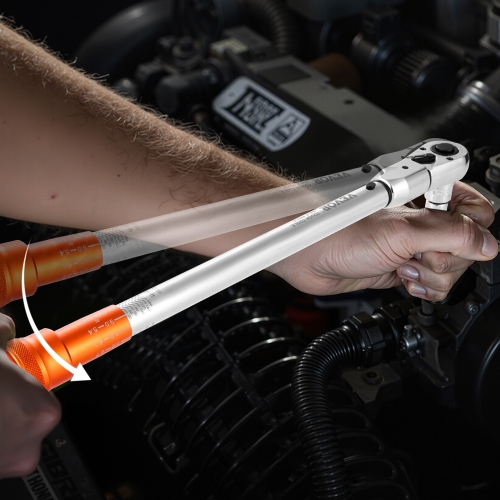 VEVOR 72-Tooth Adjustable Click Torque Wrench, 1/2 Inch Drive, 20-160 lbf-ft/27.1-216.8 N.m, Dual-direction and Dual Range Scales, ±2% Precision,