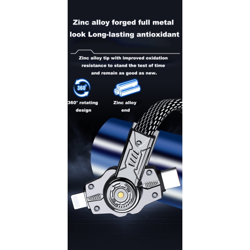 360-degree rotating 4-in-1 fast charging 240W data cable for Huawei, Android, and Apple USB charging cables, dual C-1M