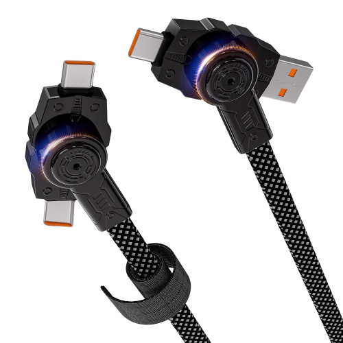 360 degree rotating 4 in 1 fast charging 240w data cable suitable for Huawei, Android, Apple USB charging cable double C-2M