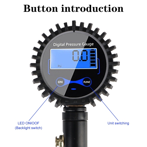 Tire Inflation Monitoring Pressure Gauge with LED Light, Portable Mini Electric Air Pump Suitable for Cars and SUVs