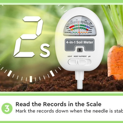 4-in-1 Soil Measuring Meter, Illuminance Tester, Mini Soil pH Meter with Digital Display Backlight, Temperature and Humidity Tester, Gardening Tools