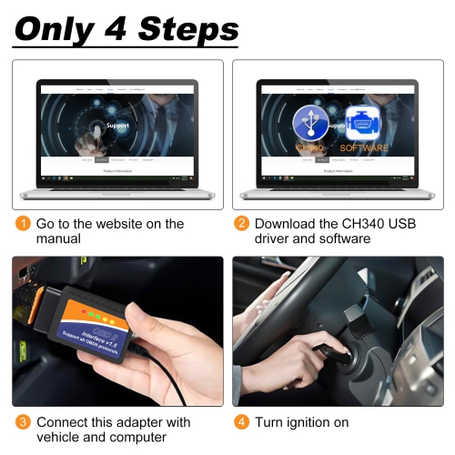 ELM327 USB Adapter OBD2 Scanner for Windows, FF2 FoCCCus Diagnostic Scan Tool with FTDI Switch for Ford, Lincoln, Mazda, and Mercury Cars