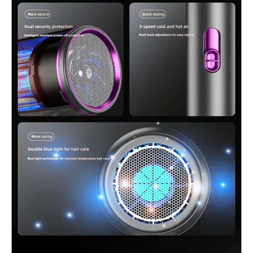 High Speed Electric 1200W Hair Dryer Home Travel Portable Folding Hair Dryer Dormitory Constant Temperature High Power - Gray