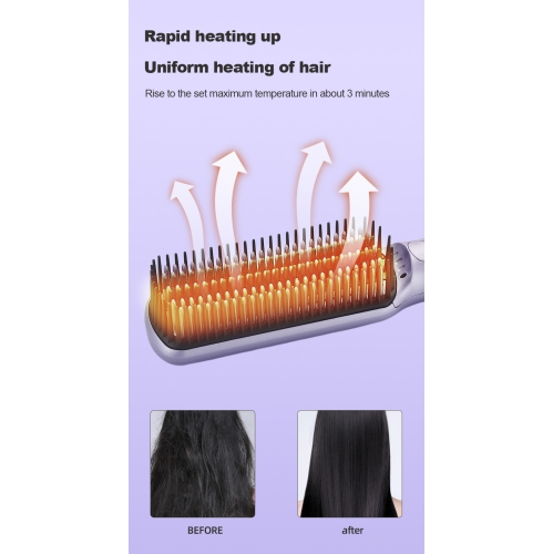 Hot Air Blow Dryer Multifunctional Straightening Curling Iron Hot and Cold Air Blow Curling Comb LCD Fluffy Comb LCD Display - Pink