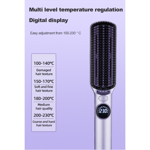 Hot Air Blow Dryer Multi-function Straightening Curling Iron Hot and Cold Air Blow Curling Comb LCD Fluffy Comb LCD Display - Black
