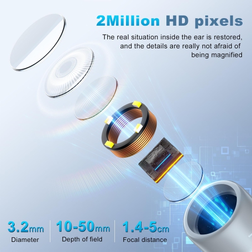 Endoscope portatif de canal auditif avec écran IPS et caméra HD 1080p, un bon outil auxiliaire pour l'élimination de la cire d'oreille convenant aux