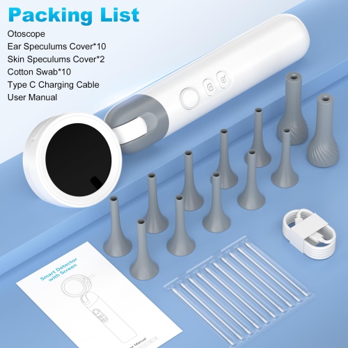 Endoscope portatif de canal auditif avec écran IPS et caméra HD 1080p, un bon outil auxiliaire pour l'élimination de la cire d'oreille convenant aux