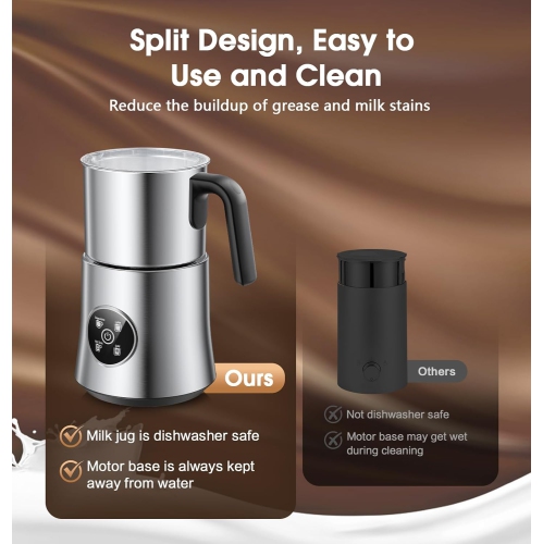 Mousseur à lait et cuiseur à vapeur, Mousseur à lait électrique amovible de grande capacité, Machine à mousse chaude et froide automatique, Machine à