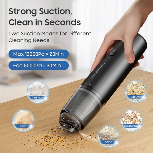 Handheld Vacuum Cordless,Portable Car Vacuum Cleaner,Mini Hand Held Vacuum Rechargeable for Car Home Pet Hair Office Desk Keyboard