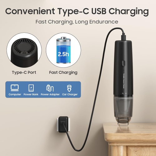 Handheld Vacuum Cordless,Portable Car Vacuum Cleaner,Mini Hand Held Vacuum Rechargeable for Car Home Pet Hair Office Desk Keyboard