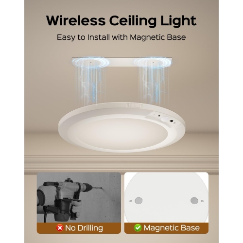 Rechargeable Motion Sensor Ceiling Light With Remote Control,Smart Closet Light,Magnetic LED Shower Lights,Ceiling Lamp for Bathroom Pantry Shed