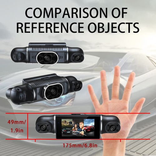 4-lens dashcam with 1080P HD night vision, reverse camera and parking monitoring, full vehicle coverage, collision lock, 3-inch screen