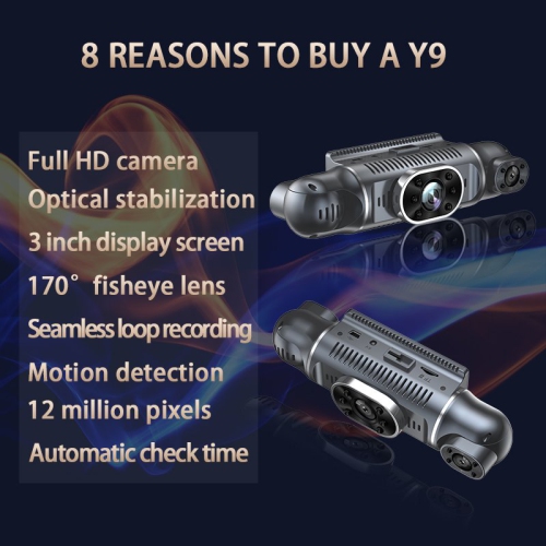 4-lens dashcam with 1080P HD night vision, reverse camera and parking monitoring, full vehicle coverage, collision lock, 3-inch screen