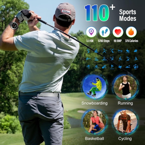 Military Smart Watch for Men, 1.39" HD Touchscreen Fitness Tracker with Sleep Heart Rate Step Monitor, 110+ Sport Modes, Answer/Make Calls, IP68