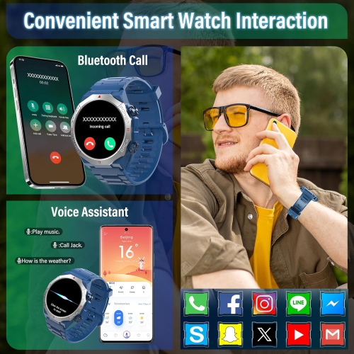 Military Smart Watch for Men, 1.39" HD Touchscreen Fitness Tracker with Sleep Heart Rate Step Monitor, 110+ Sport Modes, Answer/Make Calls, IP68