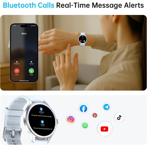 Smart Watch for Men Women, 1.27" HD Touchscreen Fitness Tracker, Bluetooth Calling, 100+ Sports Modes, Heart Rate Sleep Monitor, DIY Dial, IP68