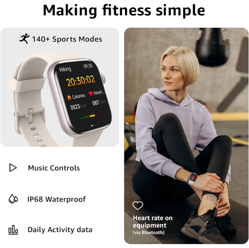 Smart Watch for Men Women, Bluetooth Calling, 1.85" HD Touch Screen Fitness Tracker, 140+ Sports Modes, Heart Rate Sleep Monitor, DIY Dial, IP68