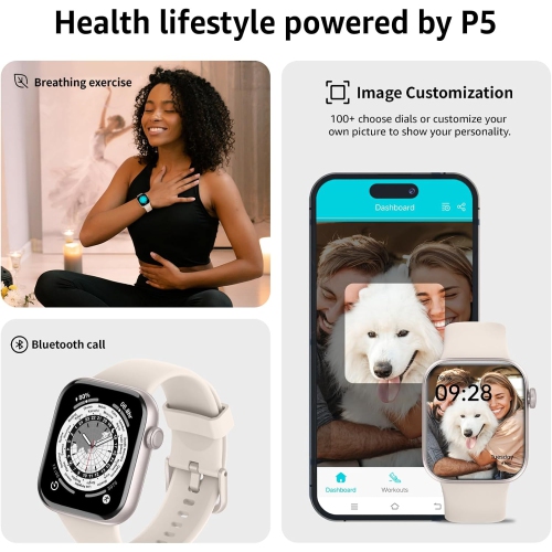 Smart Watch for Men Women, Bluetooth Calling, 1.85" HD Touch Screen Fitness Tracker, 140+ Sports Modes, Heart Rate Sleep Monitor, DIY Dial, IP68