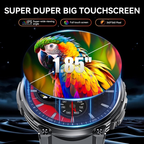 Military Smart Watch for Men with LED Flashlight 1.85” HD Rugged Smart Watches 730mAh Fitness Tracker with 114 Sports Modes Sleep Tracker IP68