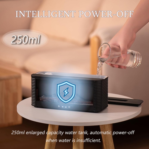 Foyer rétro Diffuseur d'aromathérapie Maison 3D Simulation Huile essentielle Humidification ultrasonique Machine d'aromathérapie à flamme colorée,