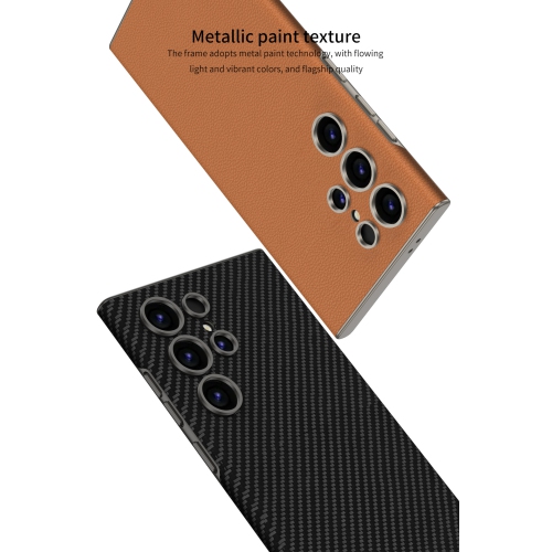 Pour le S23 Ultra de Samsung&nbsp;: Boîtier incurvé Business couleur unie en cuir uni résistant aux chutes - Noir titane - Vert titane