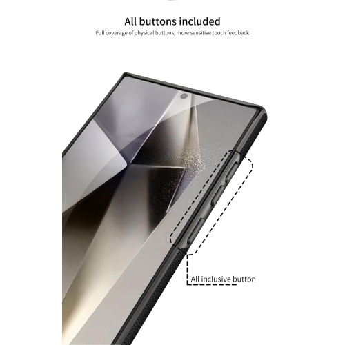 Pour le S23 Ultra de Samsung&nbsp;: Boîtier incurvé Business couleur unie en cuir uni résistant aux chutes - Noir titane - Vert titane