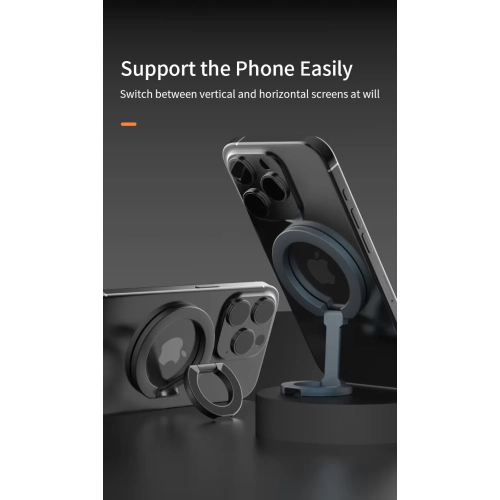 Mobile phone magnetic holder ring buckle magsafe multifunctional ring buckle zinc alloy desktop bracket - black