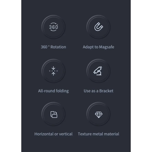 Mobile phone magnetic holder ring buckle magsafe multifunctional ring buckle zinc alloy desktop bracket - white