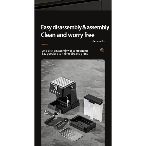 Multifunctional Espresso Machine | 20bar High-Pressure Extraction + Steam Milk Froth, One-Touch Unlock for Espresso and Latte - White [Pressure