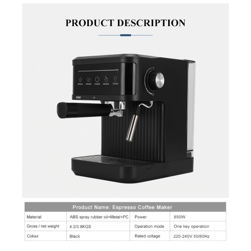 Small Semi-Automatic 20-Bar Espresso Machine for Home Use with Milk Frother and Touch Switch - 868 White US Plug - US Standard Plug