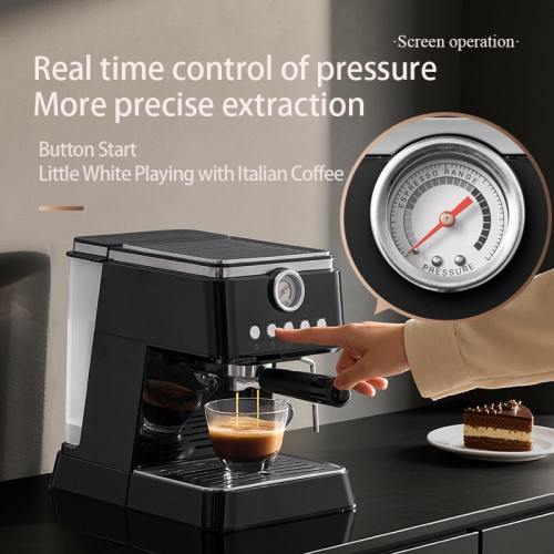 Multifunctional Espresso Machine | 20bar High-Pressure Extraction + Steam Milk Froth, One-Touch Unlock for Espresso and Latte - Black [Pressure