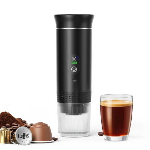 Smart Digital Display American-Style Italian Capsule Coffee Machine, Outdoor Portable Espresso Machine with LCD Display, Heating, Temperature