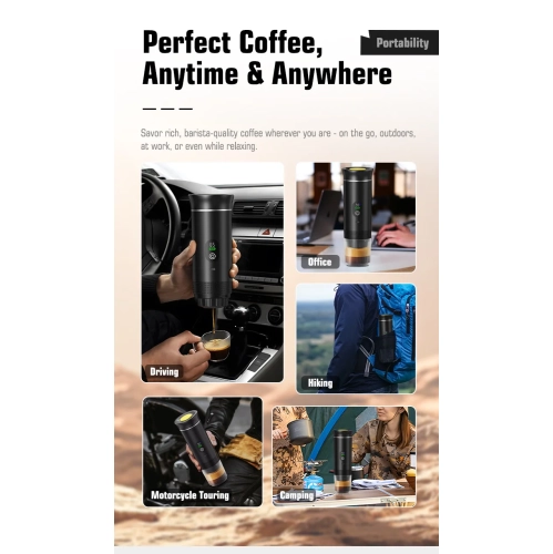 Smart Digital Display American-Style Italian Capsule Coffee Machine, Outdoor Portable Espresso Machine with LCD Display, Heating, Temperature