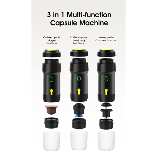 Portable Capsule Coffee Machine, Mini Outdoor Travel Capsule Coffee, Portable Wireless Coffee Machine with American Espresso Capsules - Green with