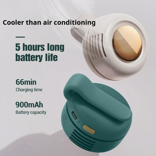 Small Cyclone Fan USB Charging Neck Hanging Small Fan Mini Waist Hanging Portable Mini Pocket Suitable for Outdoor, Travel and Office - Dark Green